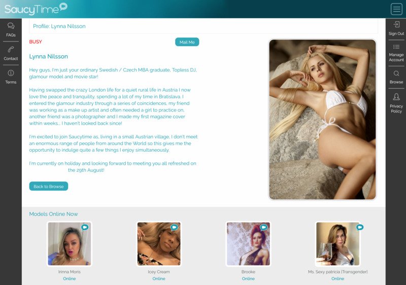 Enjoy HD preview pics on SaucyTime SaucyTime review of the site's webcam models