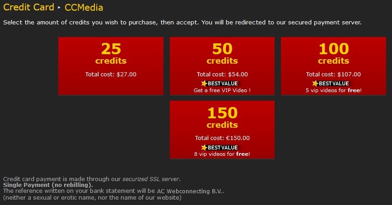 XloveCam's best valued credits package includes freebies Credit packages on XloveCam