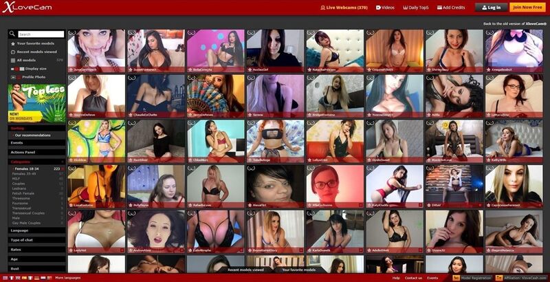 There are even more thumbnails hidden below The XloveCam homepage