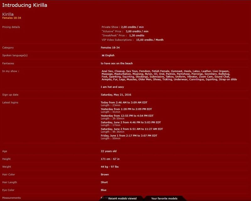 This is what profiles look like on XloveCam.com An XloveCam profile